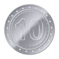 Silver 10 coin with stars