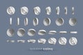 Silver coins set isolated in different positions Royalty Free Stock Photo