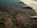 Silver color of aircraft wings on air flying