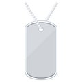 Silver color metal military dog tag icon isolated on white background, flat design identity tag or plate vector