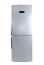 Silver colored closed fridge front view isolated with clipping p Royalty Free Stock Photo