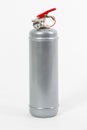 Silver Colored retro fire extinguisher isolated on white background Royalty Free Stock Photo