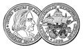 Silver Columbian Half Dollar, 1892 vintage illustration