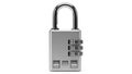 Silver combination padlock with three rotating number dials on a white background Royalty Free Stock Photo