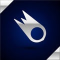 Silver Comet falling down fast icon isolated on dark blue background. Vector Illustration