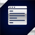 Silver Computer api interface icon isolated on dark blue background. Application programming interface API technology Royalty Free Stock Photo
