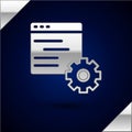 Silver Computer api interface icon isolated on dark blue background. Application programming interface API technology Royalty Free Stock Photo