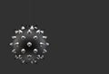 3d rendering. silver cone Black metal wrecking ball on black background. S&M object concept