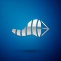 Silver Cone meteorology windsock wind vane icon isolated on blue background. Windsock indicate the direction and Royalty Free Stock Photo