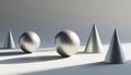 Silver cones with smooth spheres Royalty Free Stock Photo