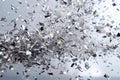 Silver confetti foil explosion Royalty Free Stock Photo