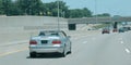 Silver convertible on the road