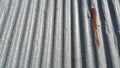 Silver corrugated metal sheet texture background