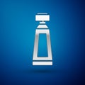 Silver Cream or lotion cosmetic tube icon isolated on blue background. Body care products for men. Vector Illustration