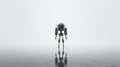 Minimalistic Silver Robot Standing On Clouded Floor