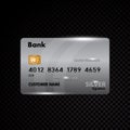 Silver credit card isolated on black