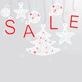 Silver cristmas balls and fir tree with sale