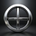 a silver cross in a circle on a black background Royalty Free Stock Photo