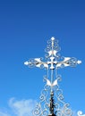 Silver cross on entrance gate of Masonic Cemetery, Canyonville, Oregon Royalty Free Stock Photo