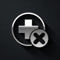 Silver Cross hospital medical icon isolated on black background. First aid. Diagnostics symbol. Medicine and pharmacy Royalty Free Stock Photo
