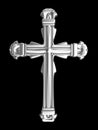 Silver cross over black