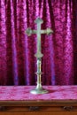 Silver cross in historic church on Isle of Man Royalty Free Stock Photo