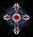 Silver cross with rubies