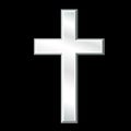 Christian Cross, Symbol of Christianity, silver icon isolated on black background