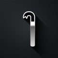 Silver Crowbar icon isolated on black background. Long shadow style. Vector Illustration