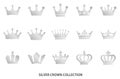 Silver crown icon illustration set Royalty Free Stock Photo