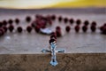 The silver crucifix with Jesus of the red rosary