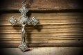 Silver Crucifix with Old Holy Bible Royalty Free Stock Photo