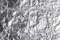 Silver crumpled foil shiny metal texture background wrapping paper for wallpaper decoration element Royalty Free Stock Photo