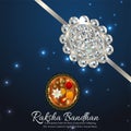 Silver crystal rakhi with gifts of happy raksha bandhan celebration greeting card