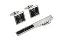 Silver cuff link and tie pin Royalty Free Stock Photo