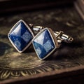 Blue Agate Pattern Sterling Silver Cufflink - Nikon D750 Style Royalty Free Stock Photo