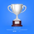 Silver Cup on Big Base with Light Blue Background Royalty Free Stock Photo