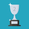 Silver cup flat icon. Trophy. Award. Second place. Cartoon style. Vector illustration Royalty Free Stock Photo