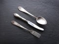 Silver cutlery. Royalty Free Stock Photo
