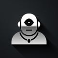 Silver Cyclops icon isolated on black background. Long shadow style. Vector Royalty Free Stock Photo