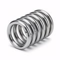 A silver cylindrical metal spring with flat ends, isolated on a white Royalty Free Stock Photo