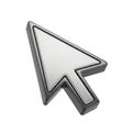 Silver 3d computer mouse pointer arrow cursor isolated on white background Royalty Free Stock Photo