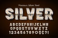 Silver 3d font with gems, gold letters and numbers. Royalty Free Stock Photo