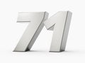 Silver 3d numbers 71 Seventy one. Isolated white background 3d illustration Royalty Free Stock Photo