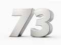 Silver 3d numbers 73 Seventy Three . Isolated white background 3d illustration