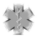 Silver 3D Star of Life with Snake and Staff