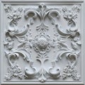 Silver decorative ceiling tile with classical floral design