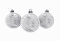 Silver decorative Christmas balls. Isolated New Year image.