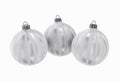 Silver decorative Christmas balls. Isolated New Year image.