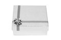 Silver decorative present box isolated on white background Royalty Free Stock Photo